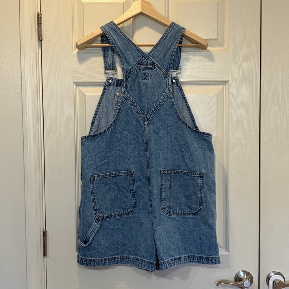 Vintage 90’s GAP Women’s Jean Overall Shorts 100% Cotton Large - Picture 2 of 3